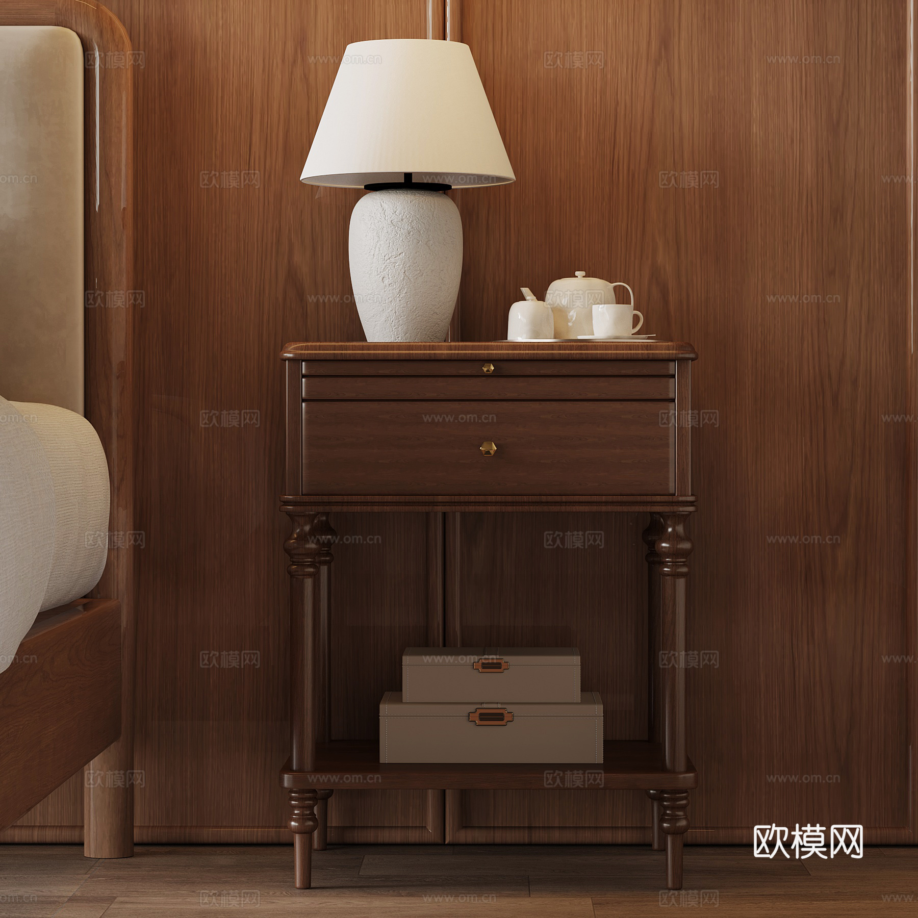 床头柜 中古风床头柜su模型