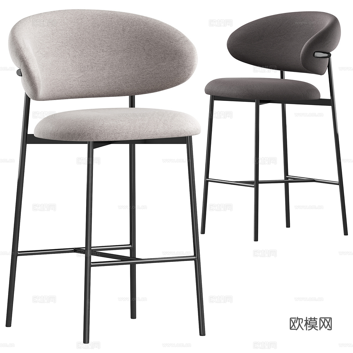 现代极简吧台椅3d模型