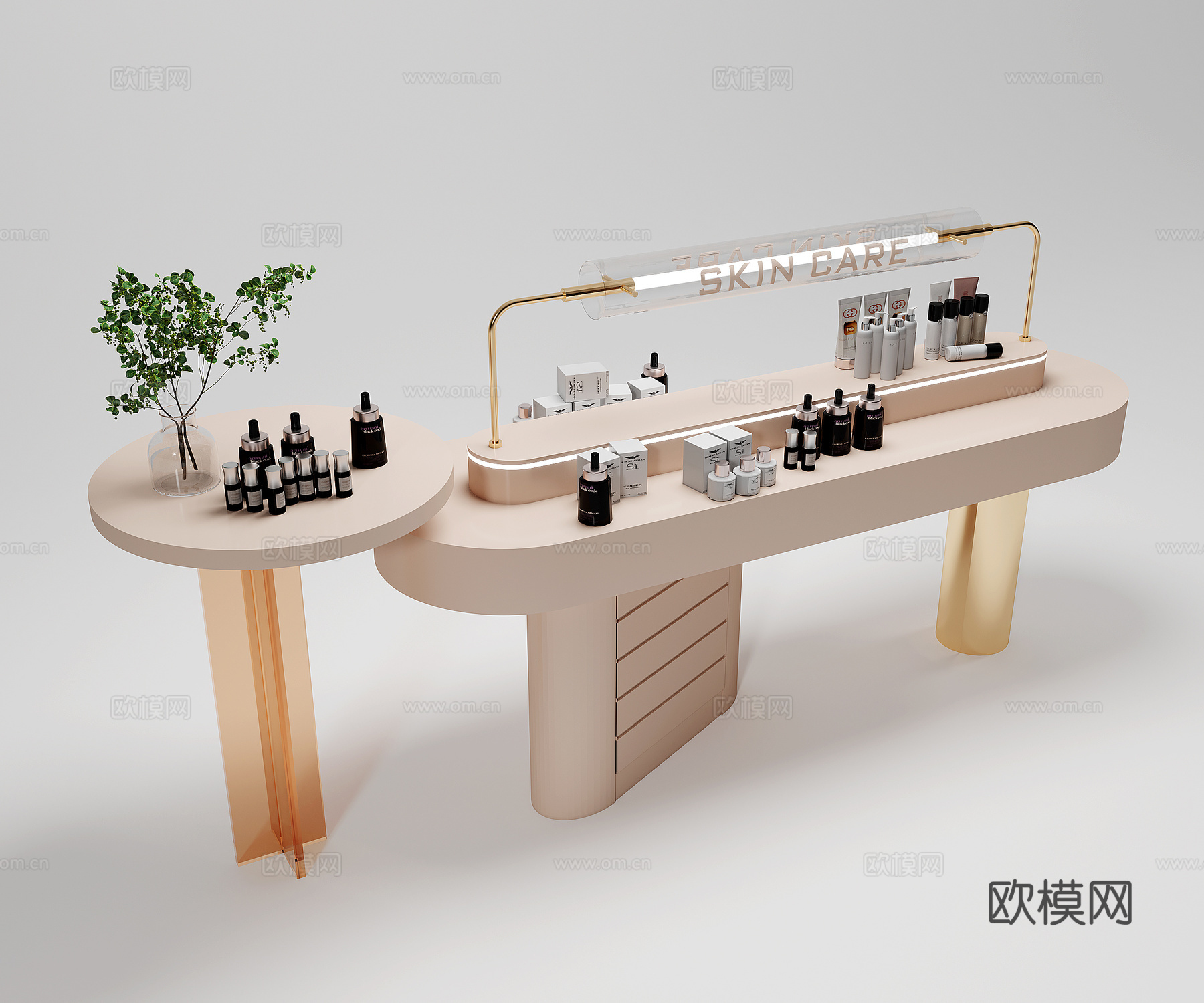 现代化妆品中岛展台3d模型