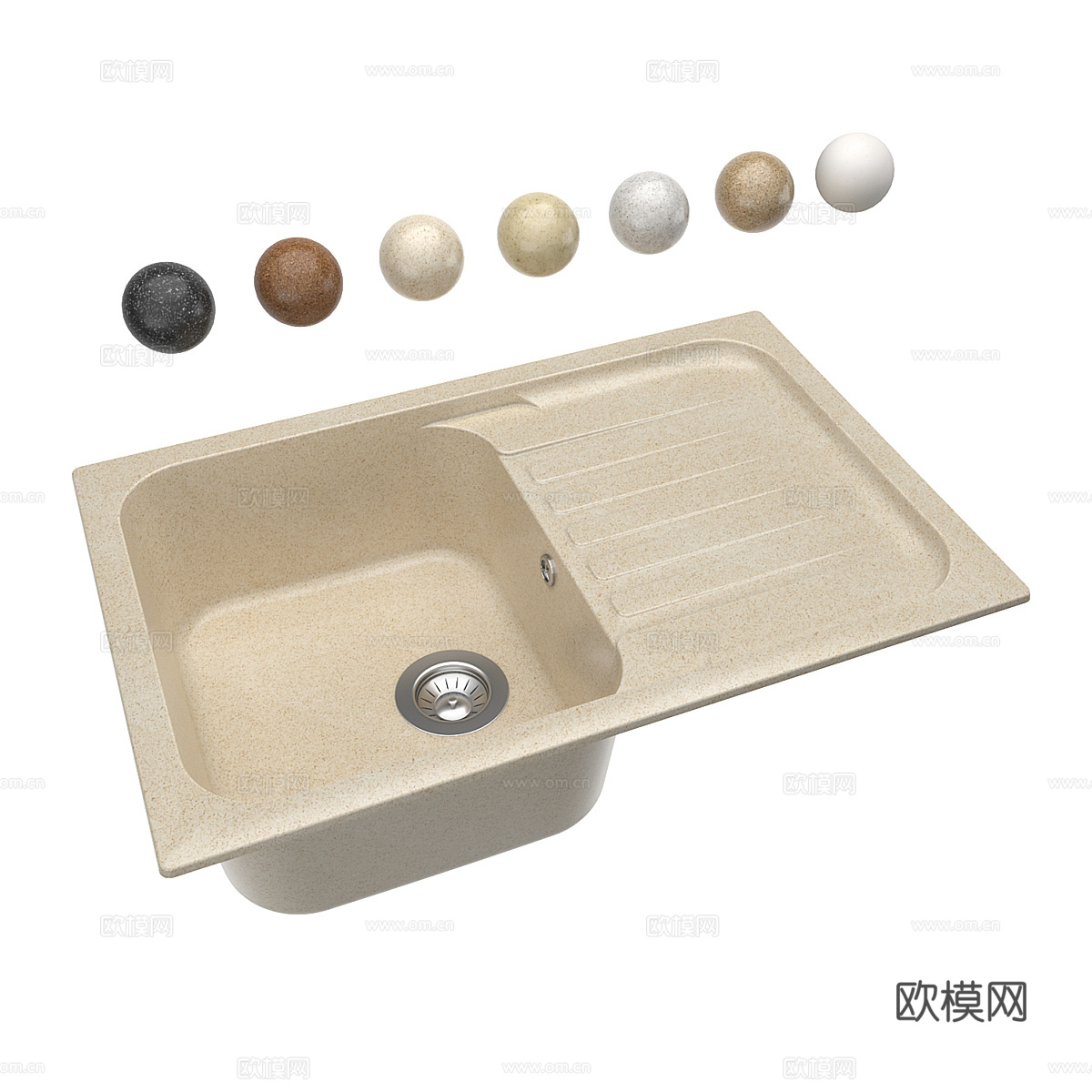 现代奶油风厨房水槽 洗菜盆3d模型