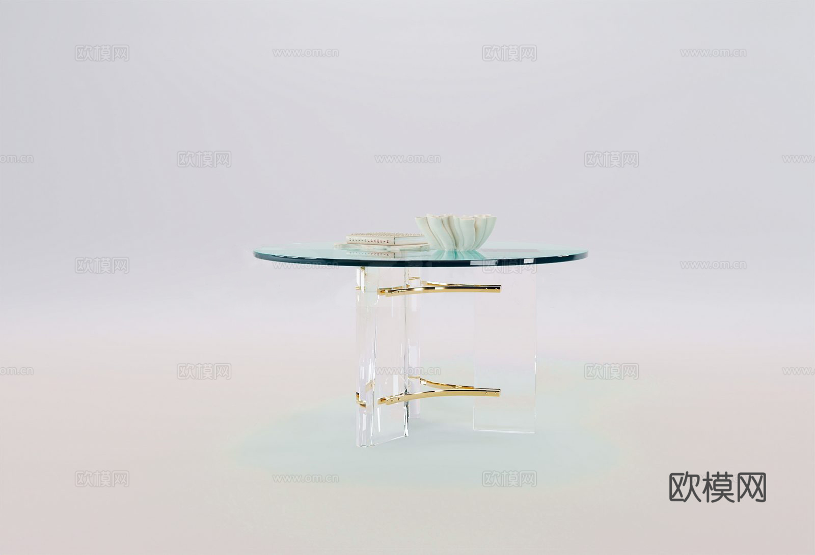 现代简约玻璃茶几 圆形茶几3d模型