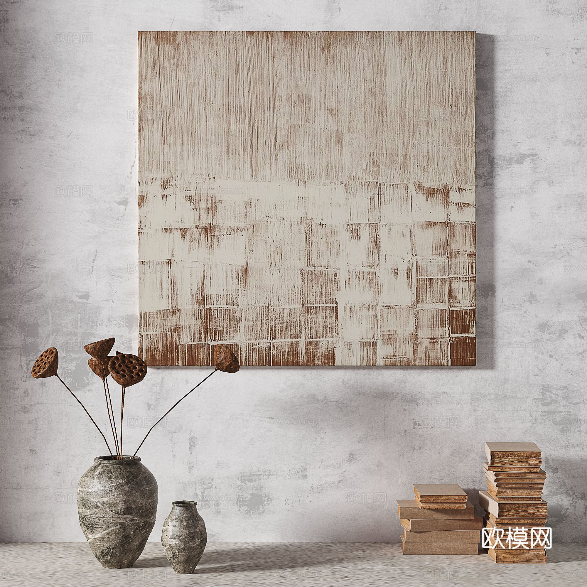 现代，轻奢，侘寂，简约，抽象，立体，复古，中古，装饰画3d模型