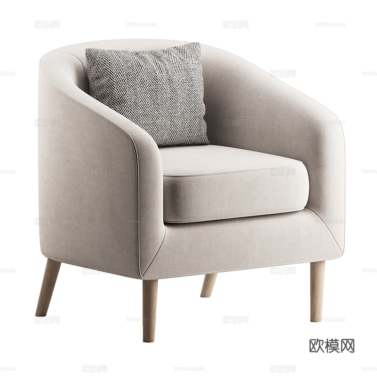 现代北欧布艺扶手椅3d模型