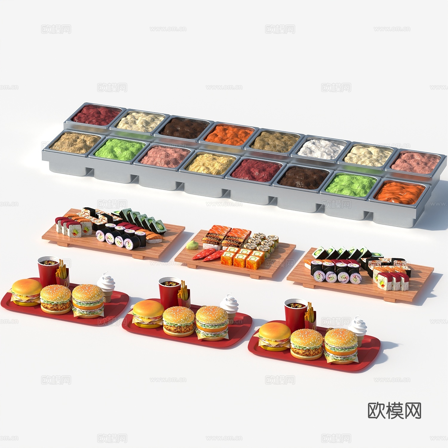 食物美食饮料面包糕点甜点零食3d模型