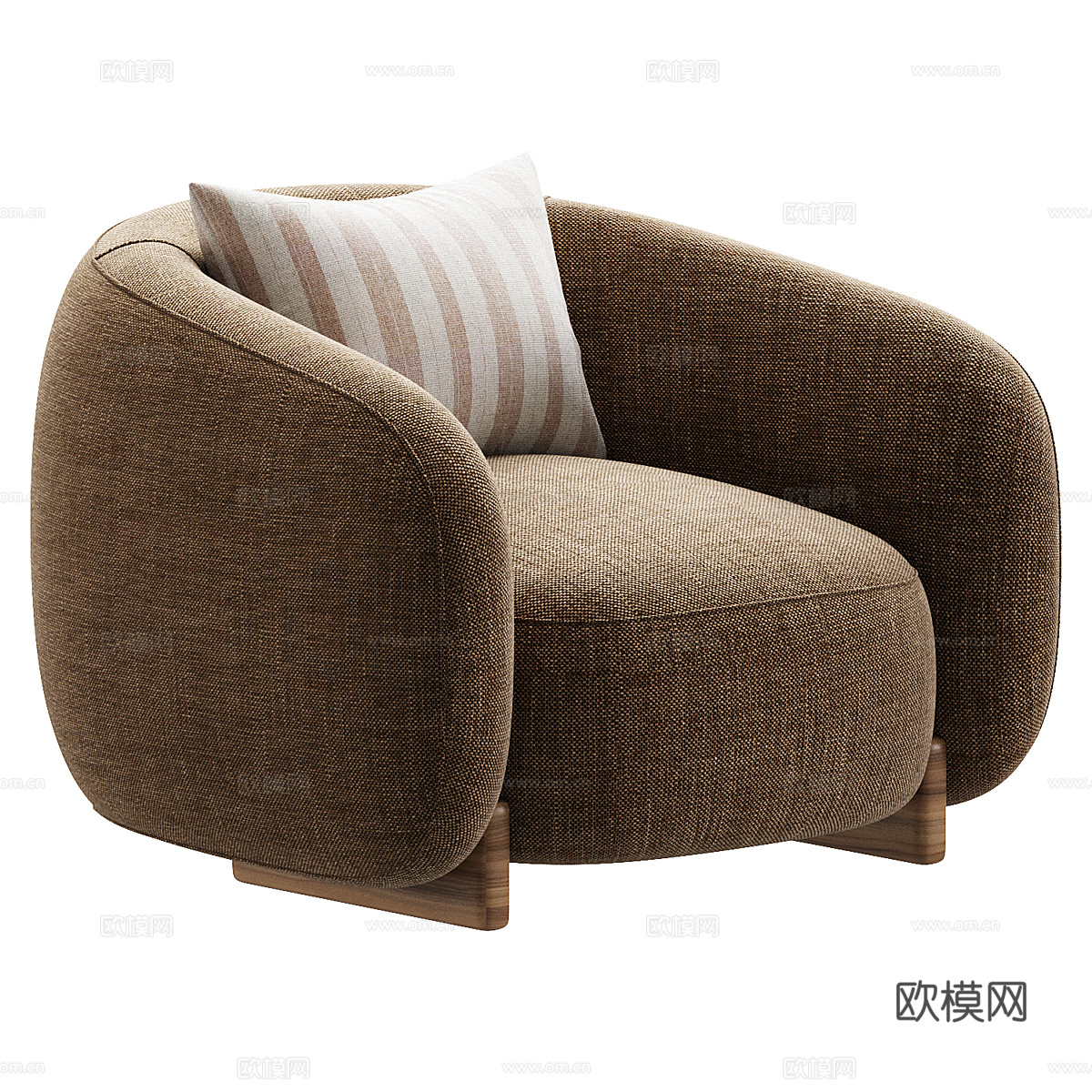 现代意式奶油风布艺扶手椅3d模型