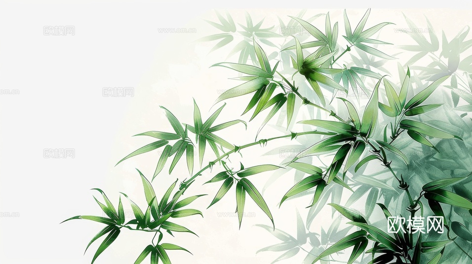 中式竹子竹林壁纸壁画下载(渲染图1)