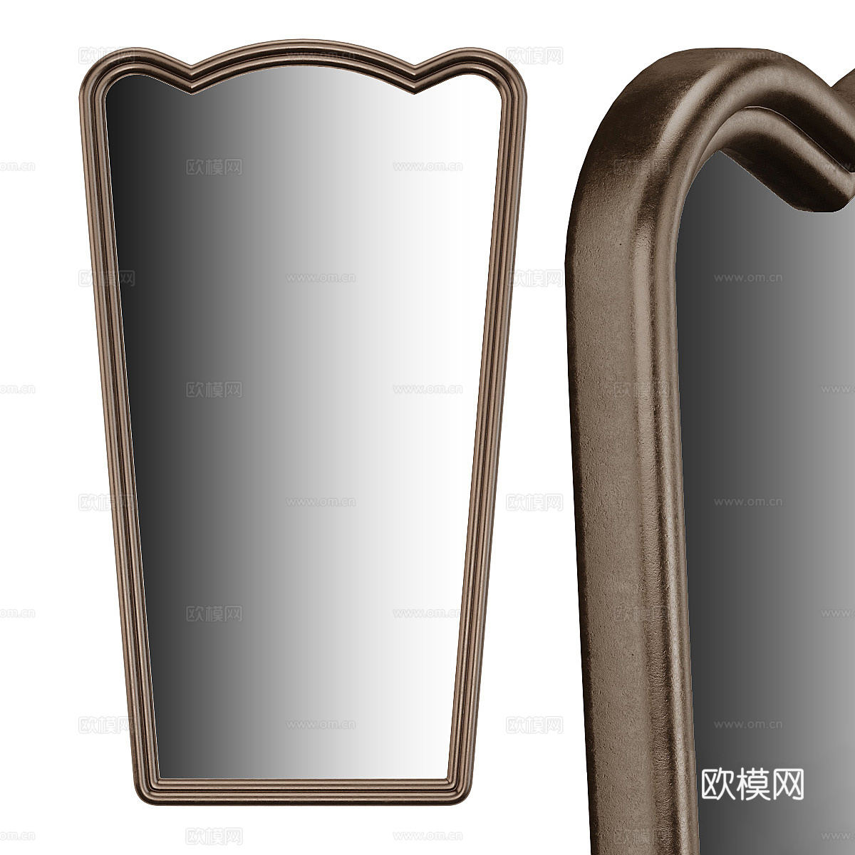 美式简约木框装饰镜3d模型