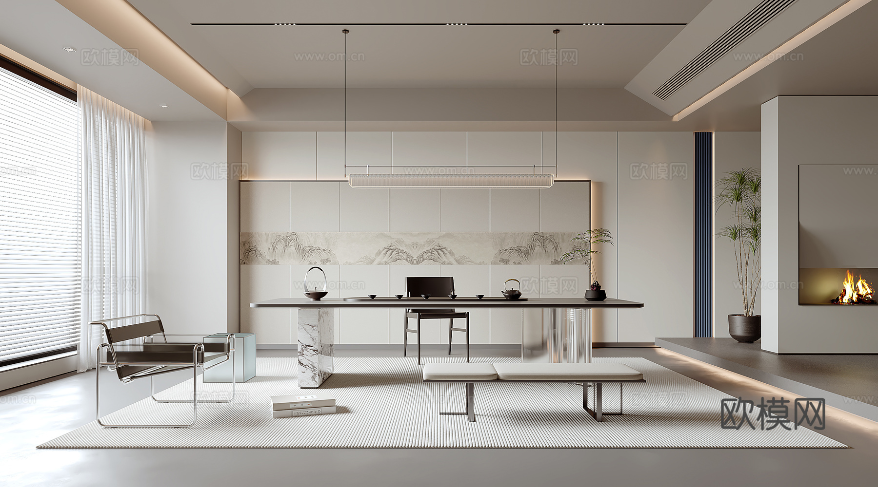 新中式茶室3d模型下载