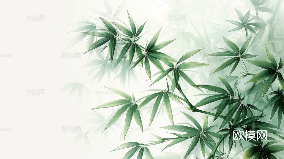 中式竹子竹林壁纸壁画下载(渲染图2)