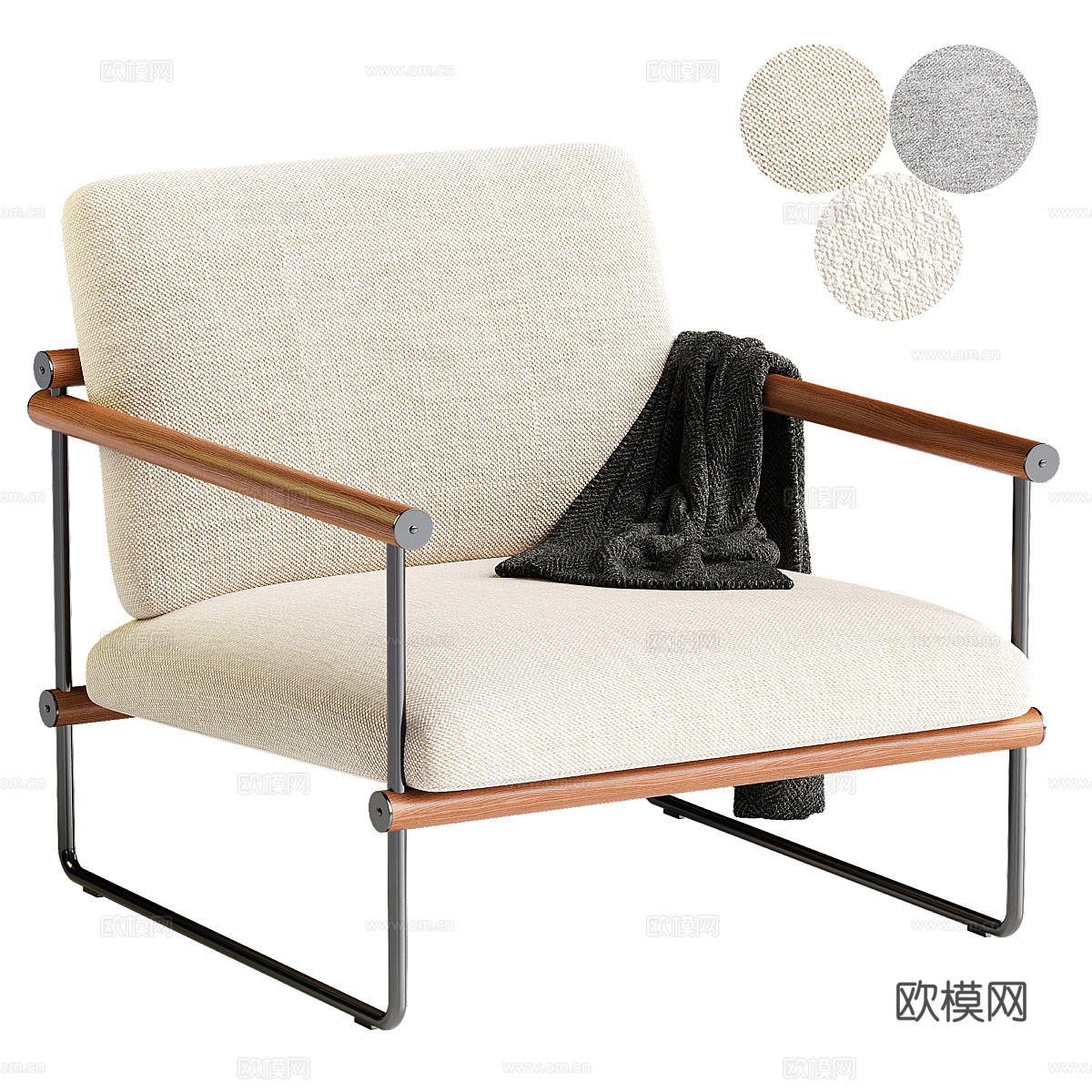 现代极简布椅扶手椅3d模型