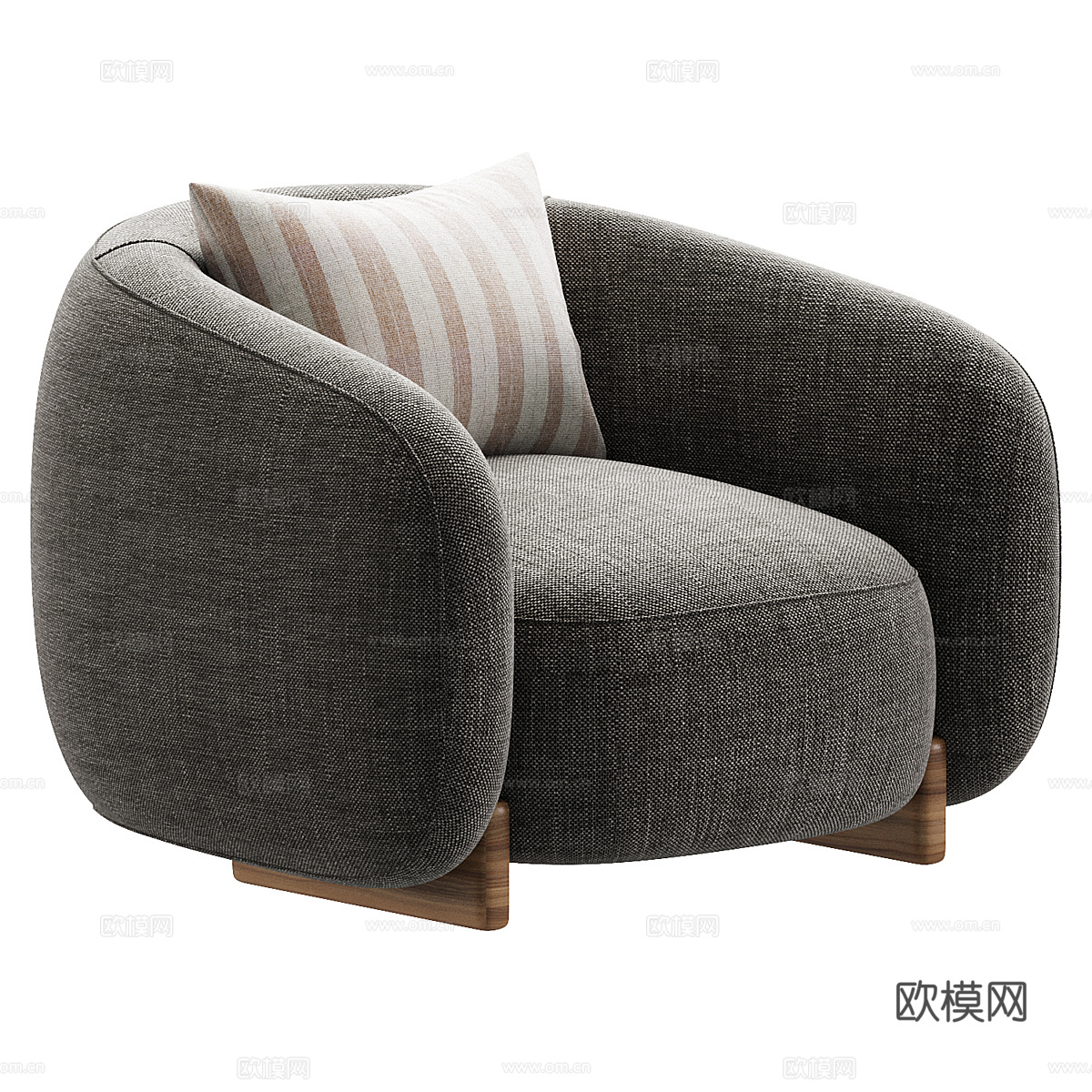 现代意式奶油风布艺扶手椅3d模型