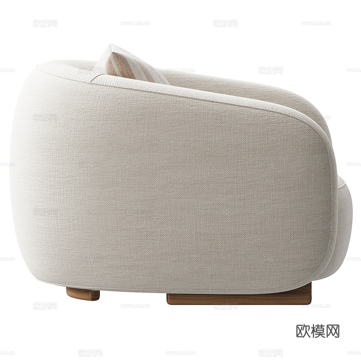现代意式奶油风布艺扶手椅3d模型