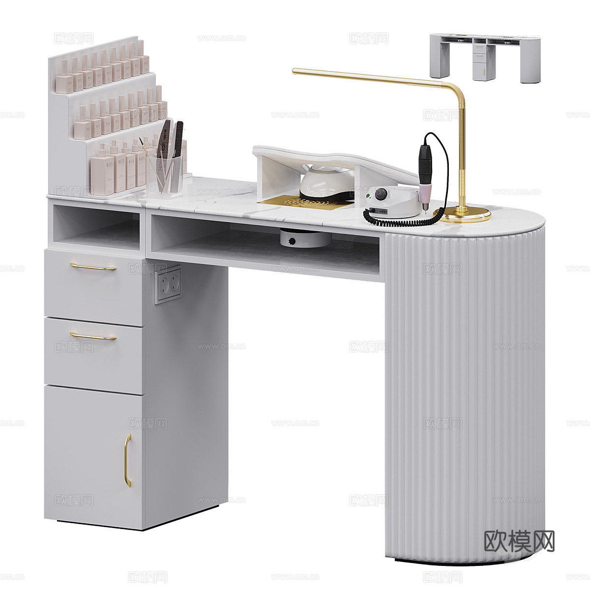 现代奶油风美甲台3d模型