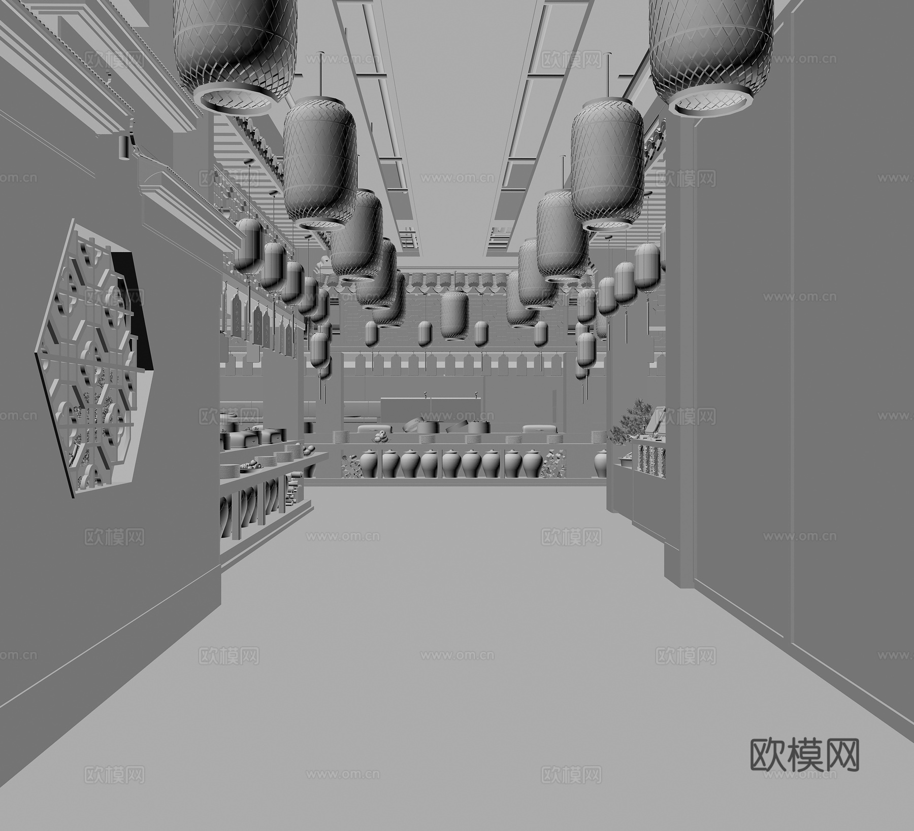 新中式酒店餐厅厨房档口3d模型