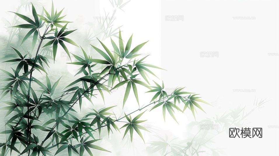 中式竹子竹林壁纸壁画下载(渲染图3)