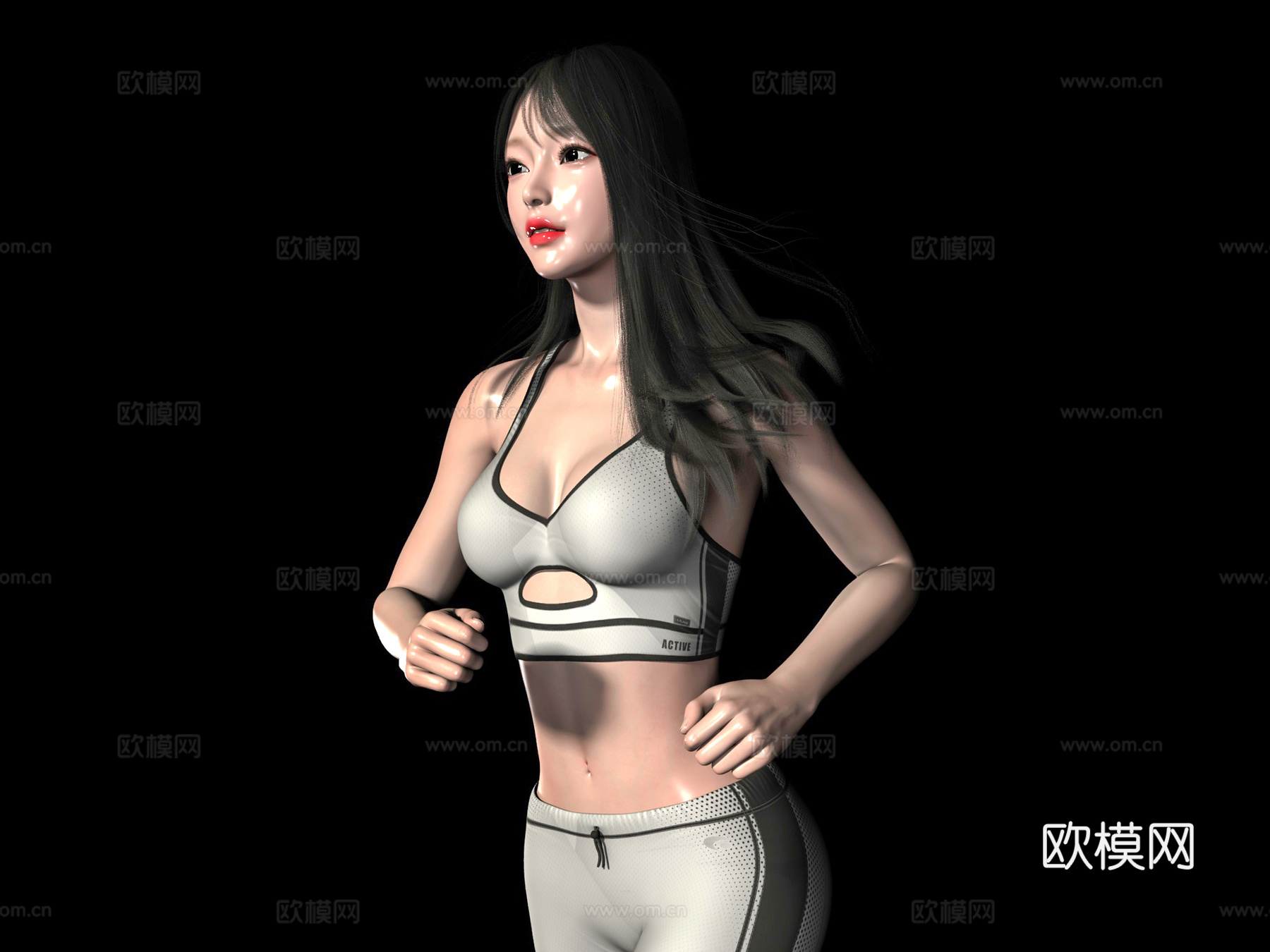 健身女人女性 跑步美女人物 运动女生动漫 卡通二次元少女 模3d模型