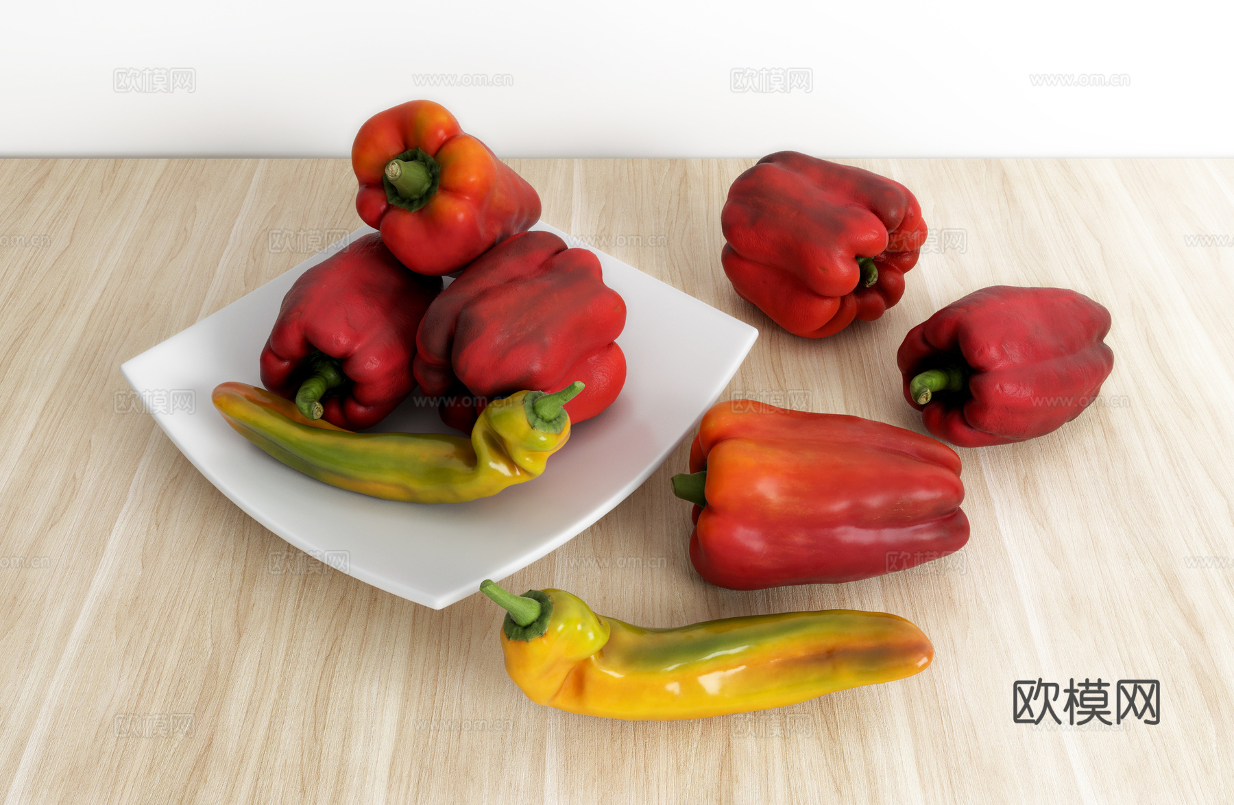 现代蔬菜 菜椒 辣椒3d模型