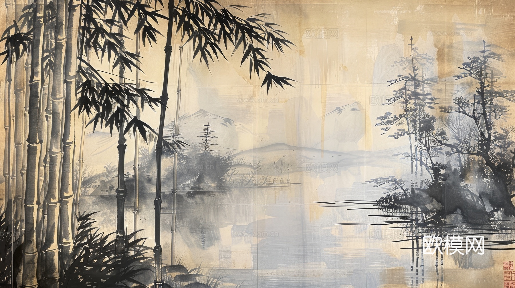 中式竹子竹林壁纸壁画