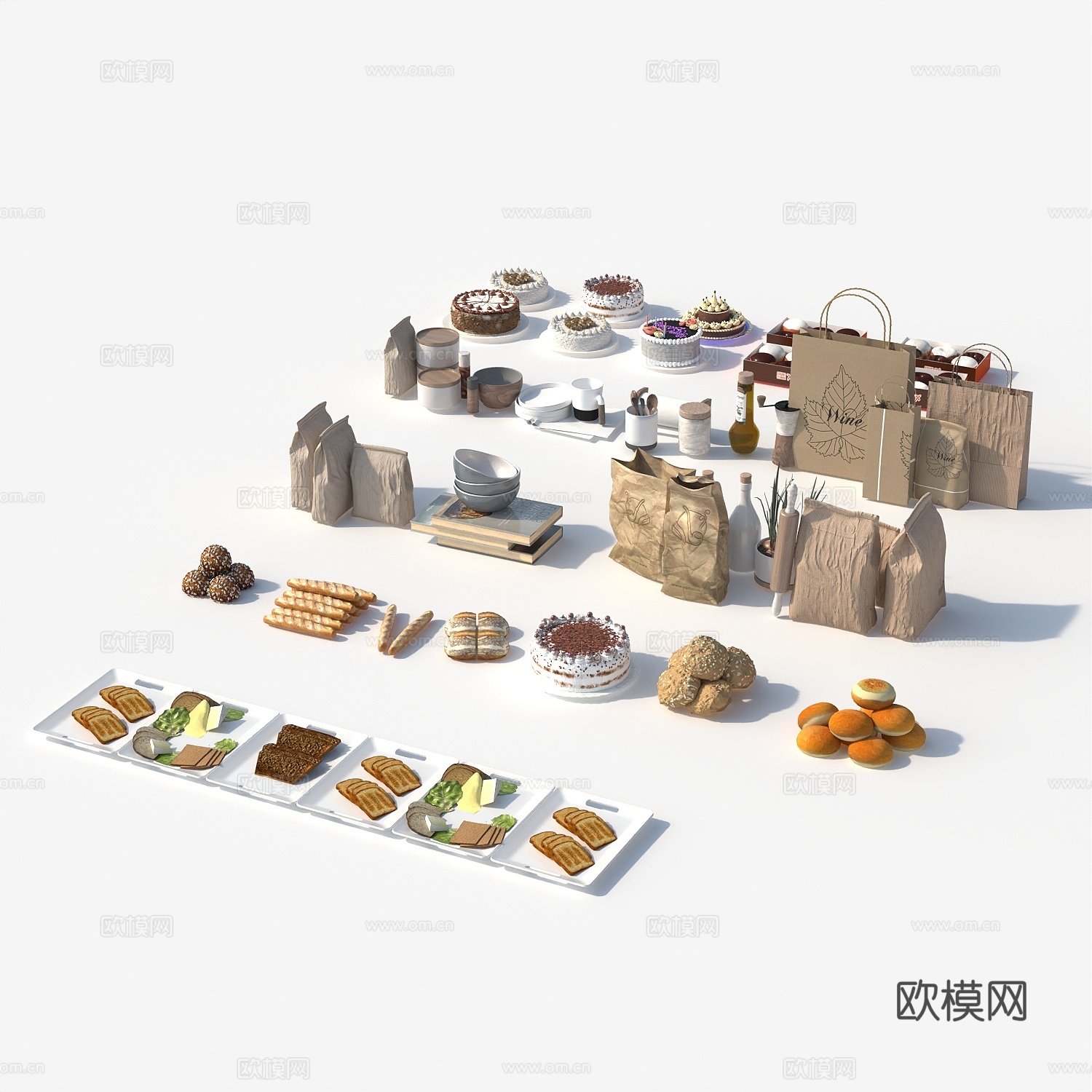 食物美食饮料面包糕点甜点零食3d模型