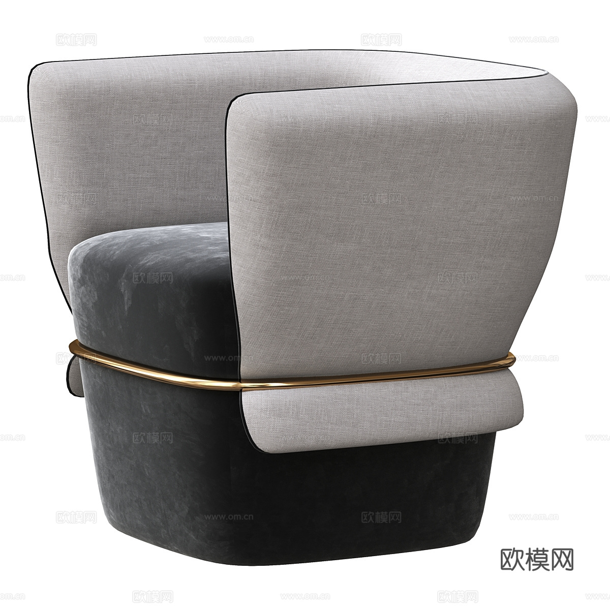 现代意式布艺沙发椅3d模型