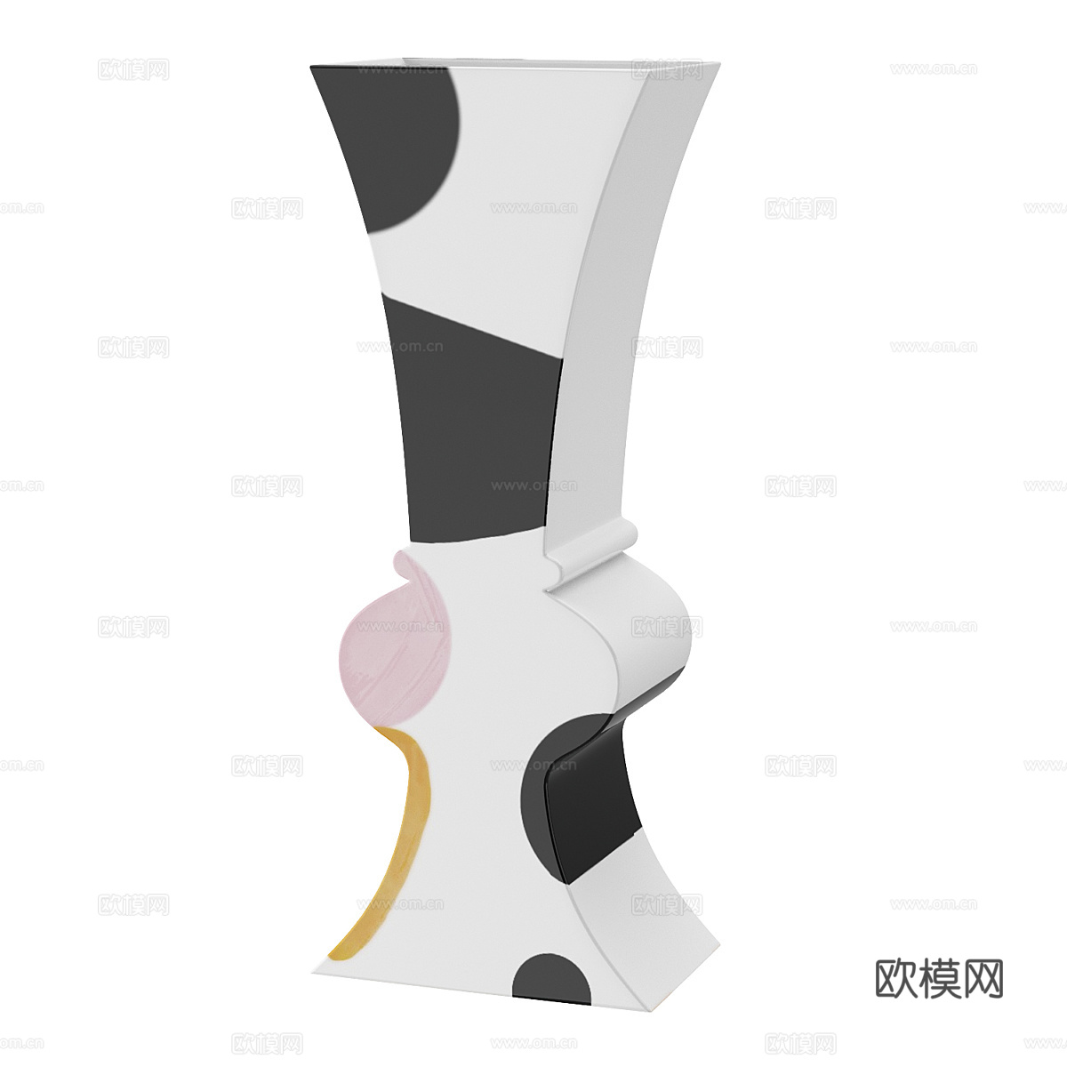 现代奶油风陶瓷花瓶3d模型
