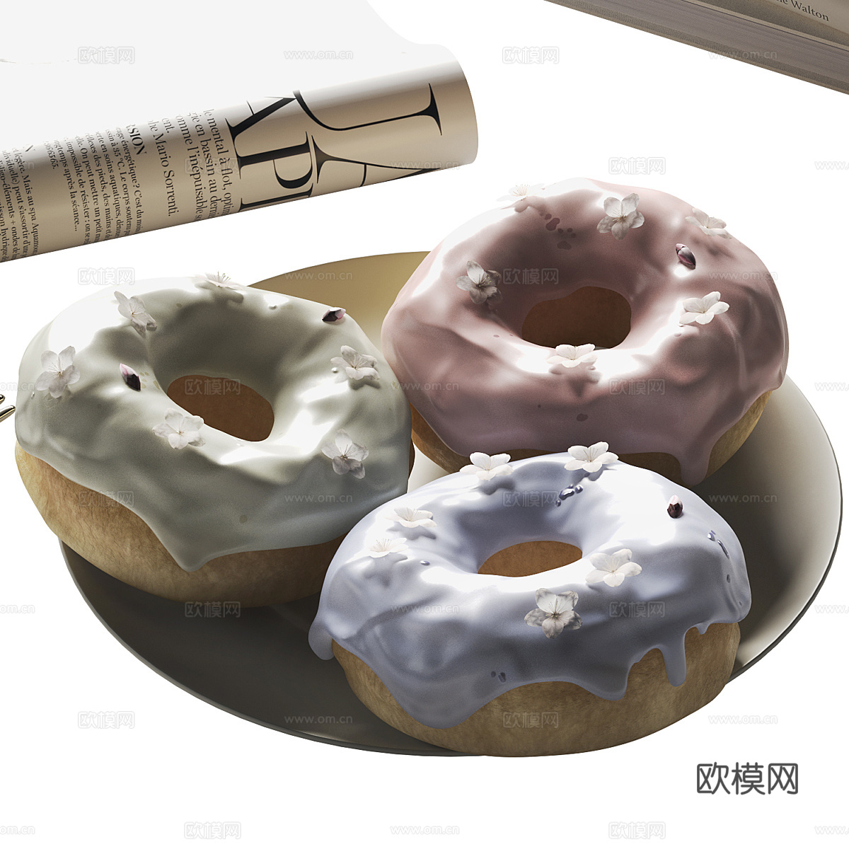甜甜圈 书籍 酒杯3d模型