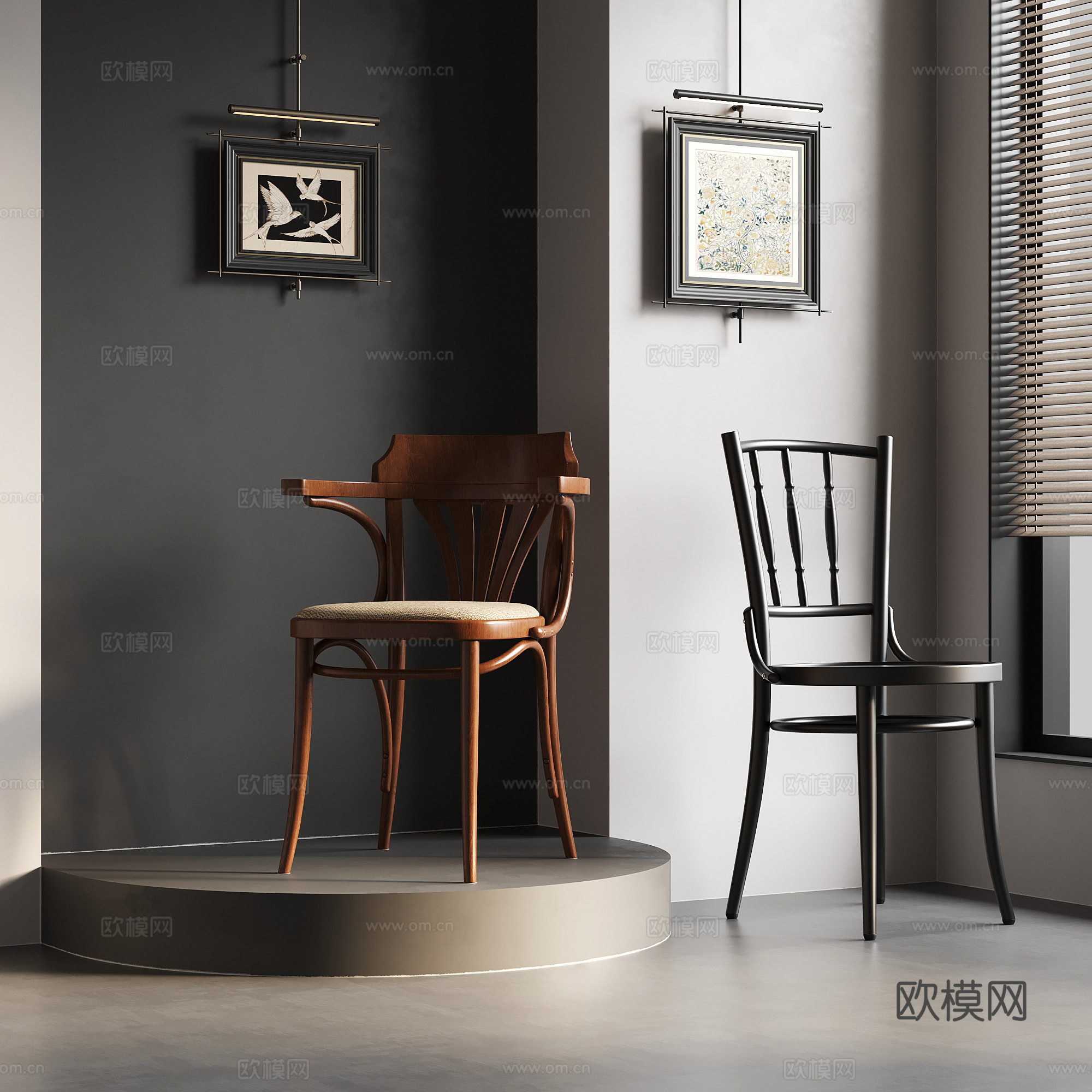 法式中古风餐椅 单椅3d模型