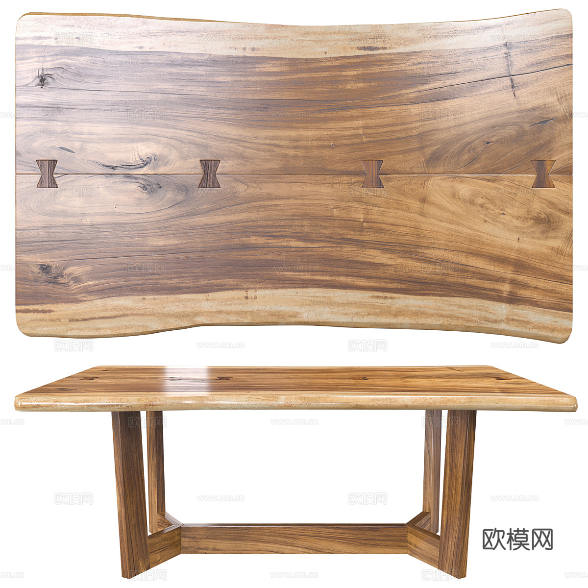 新中式实木大板茶桌3d模型