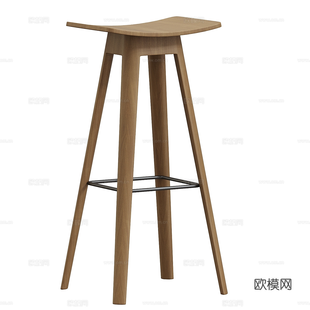新中式木质吧台椅3d模型