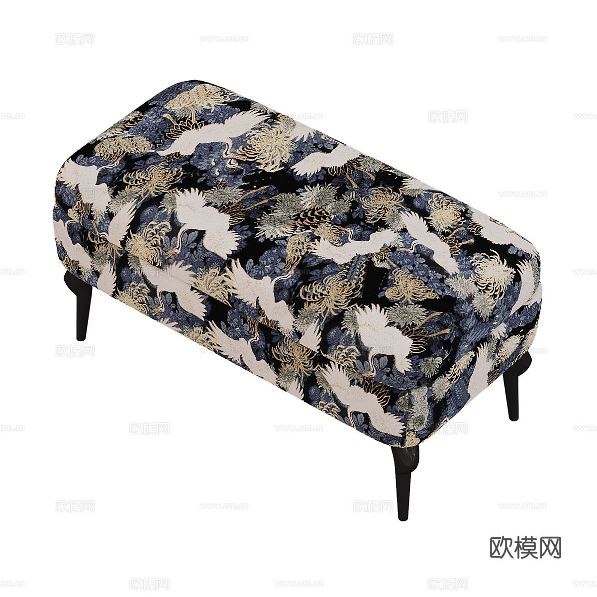 新中式轻奢布艺沙发凳 脚踏3d模型