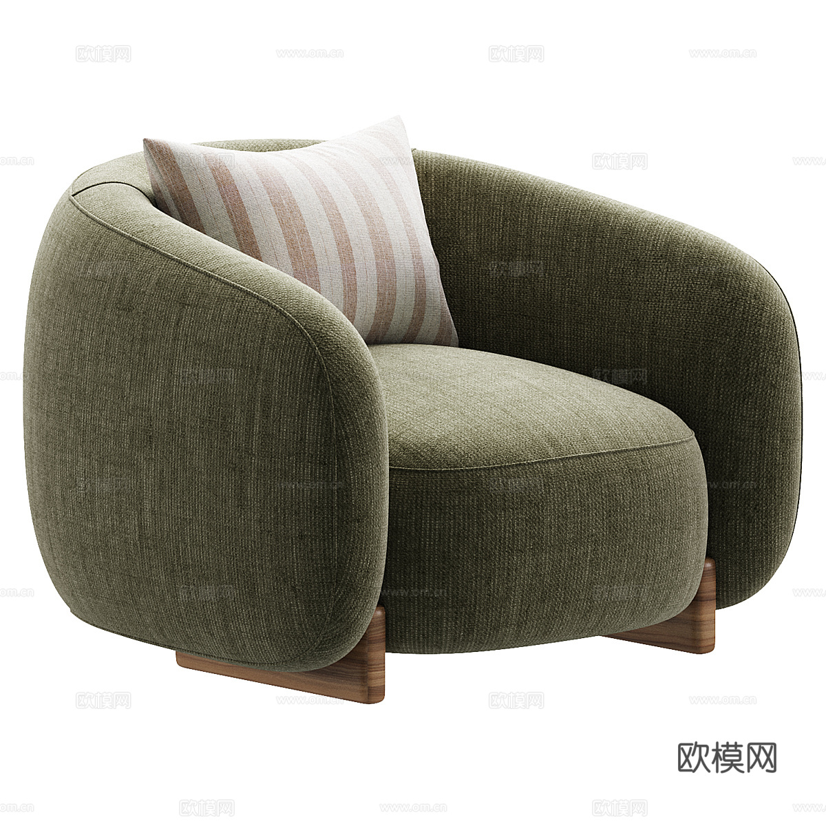 现代意式奶油风布艺扶手椅3d模型