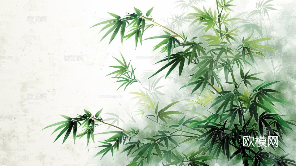 中式竹子竹林壁纸壁画下载(渲染图4)