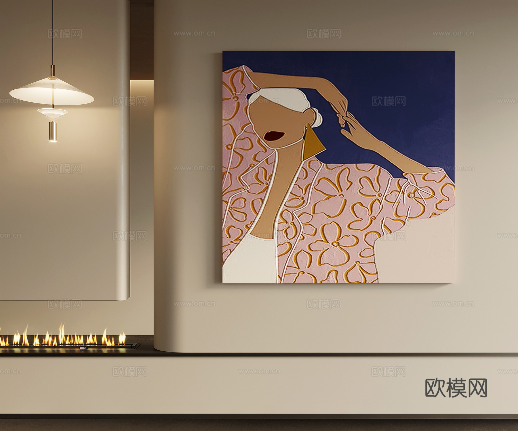 挂画 现代装饰画 挂画 吊灯su模型