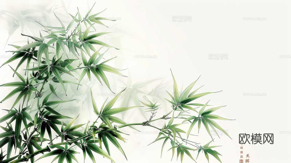 中式竹子竹林壁纸壁画下载(渲染图8)