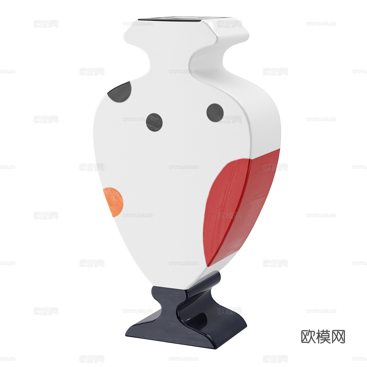 现代奶油风陶瓷花瓶3d模型