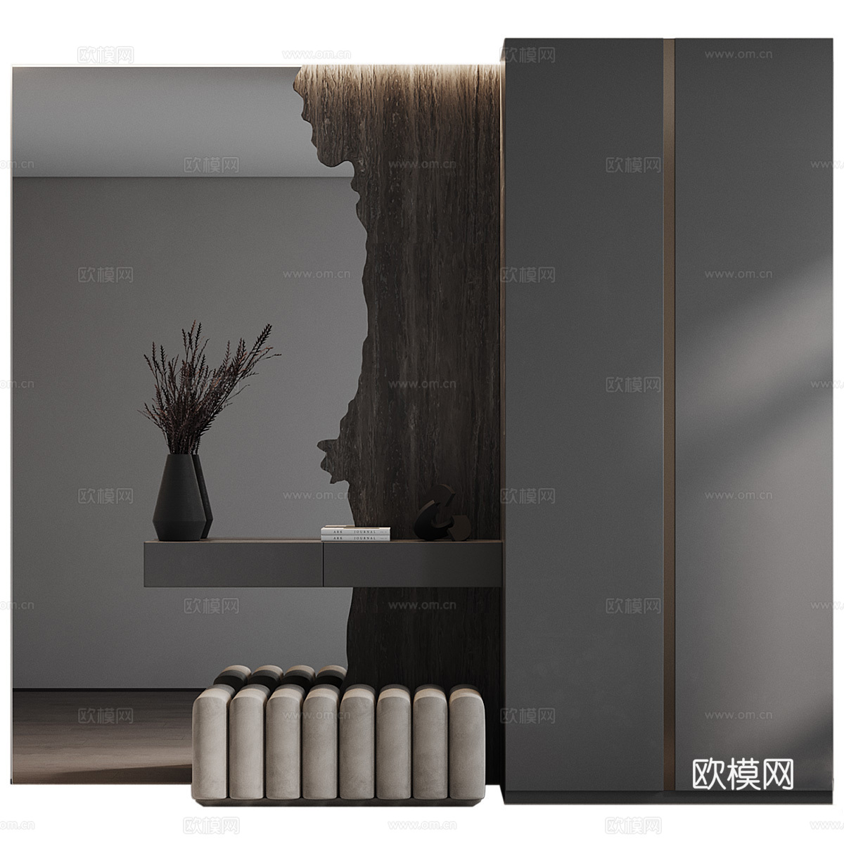 现代意式极简衣柜梳妆台3d模型