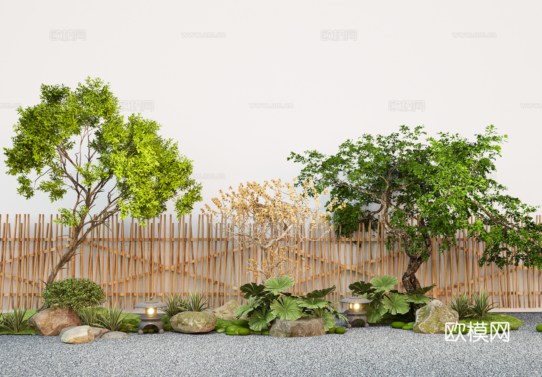 乔木造型树 景观树  庭院小品 景观石头su模型