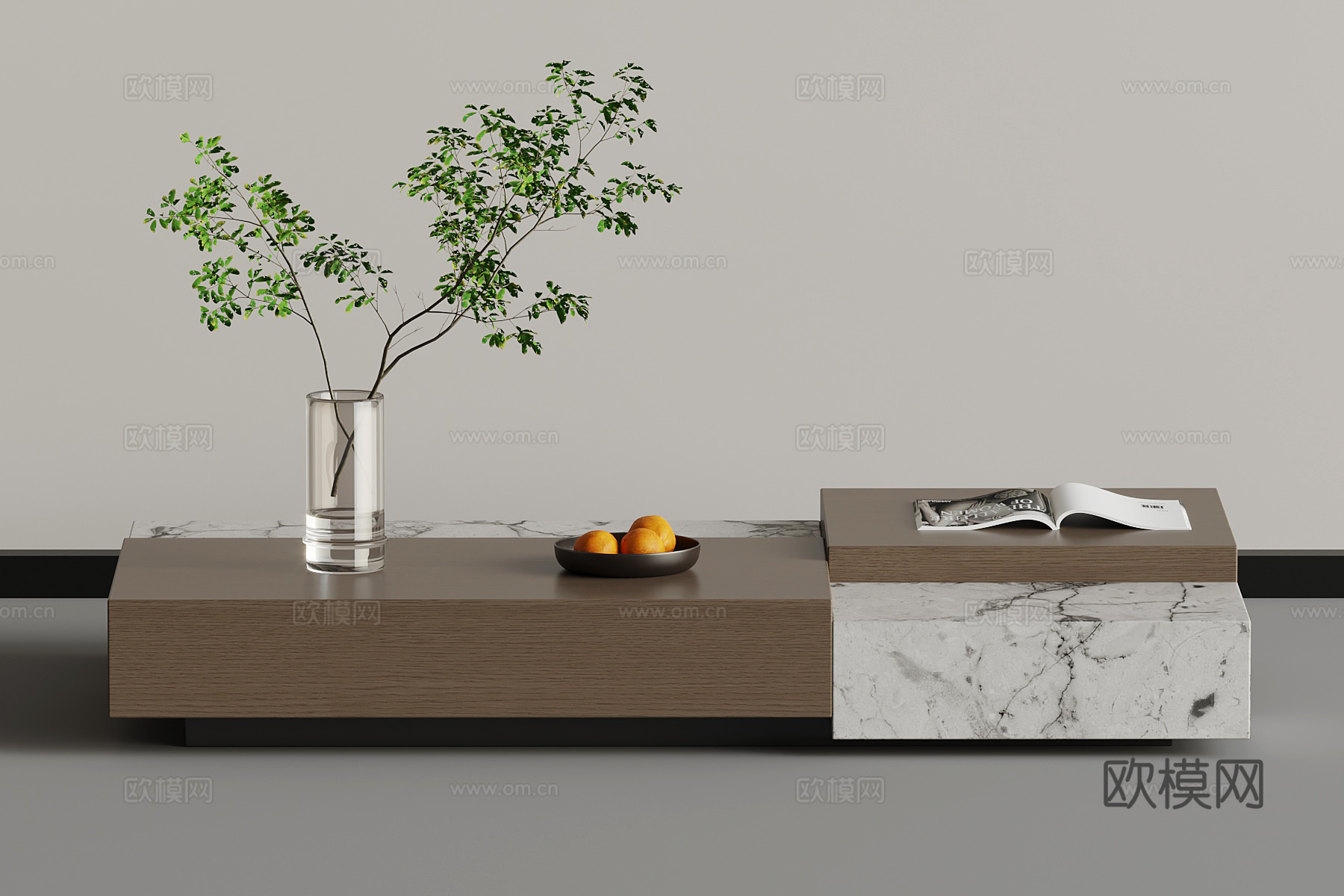 意式极简茶几 装饰摆件3d模型