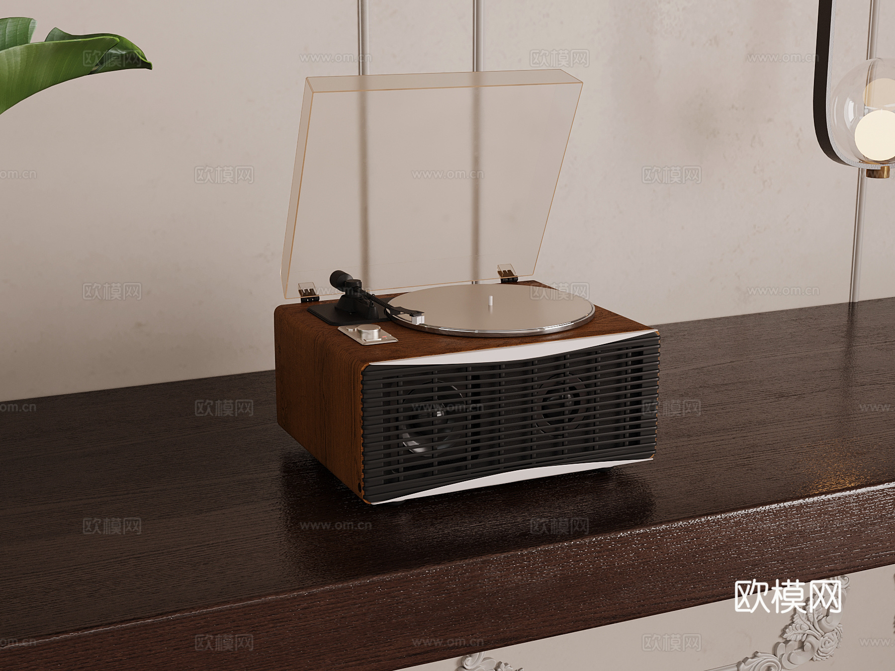 音响 复古留声机su模型