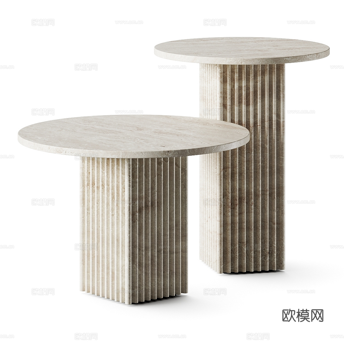 现代茶几石材茶几组合3d模型