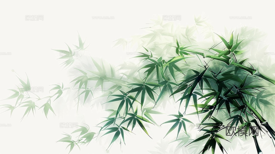 中式竹子竹林壁纸壁画下载(渲染图5)