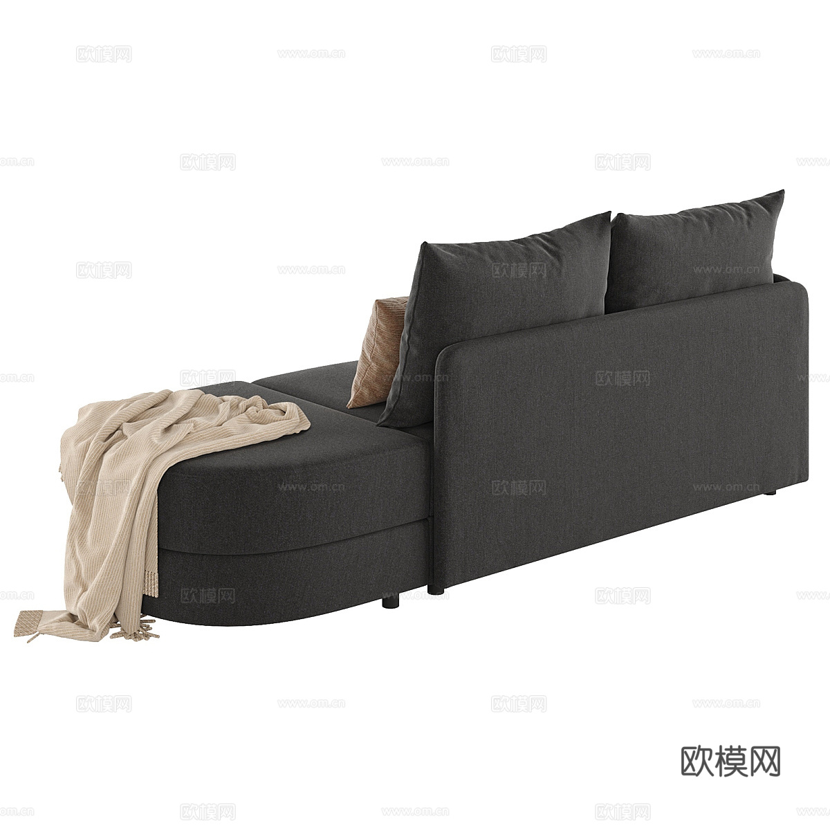 现代奶油风布艺贵妃椅3d模型
