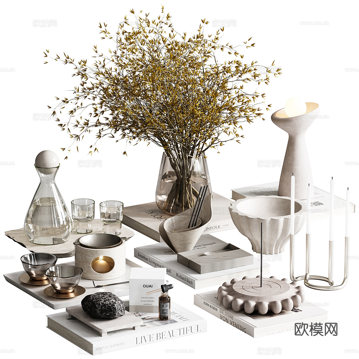 现代轻奢饰品摆件组合3d模型