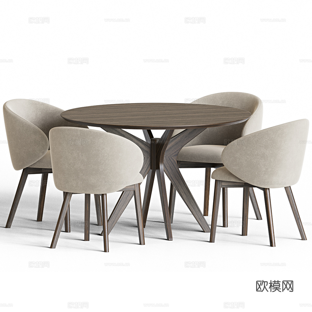 现代意式圆餐桌椅3d模型