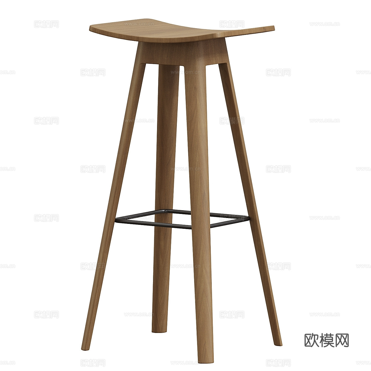 新中式木质吧台椅3d模型