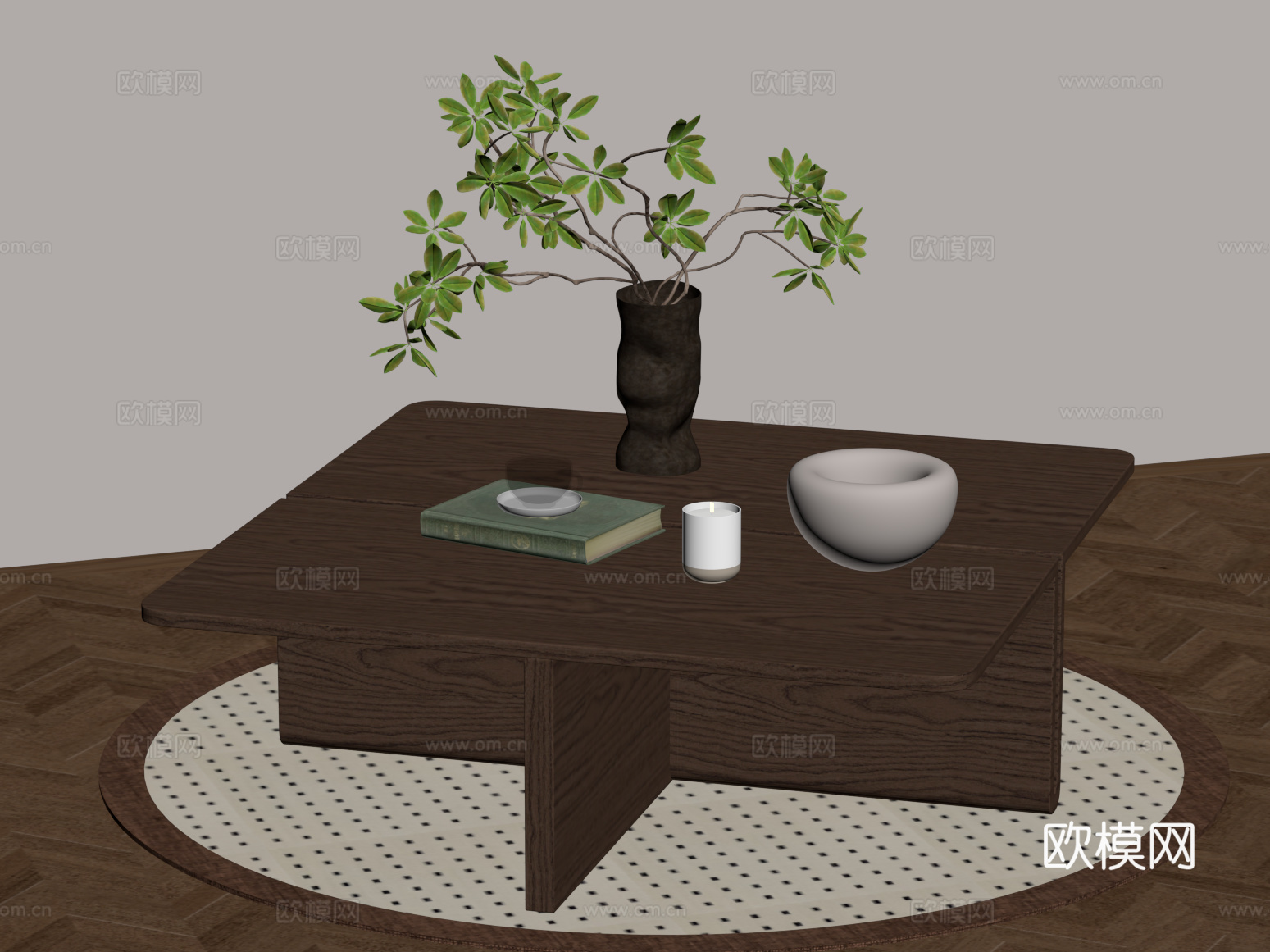 中古风茶几 边几su模型