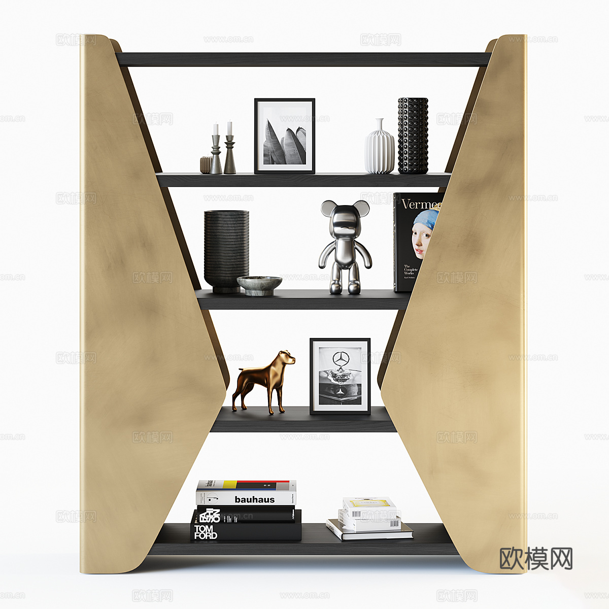 现代轻奢装饰书架3d模型