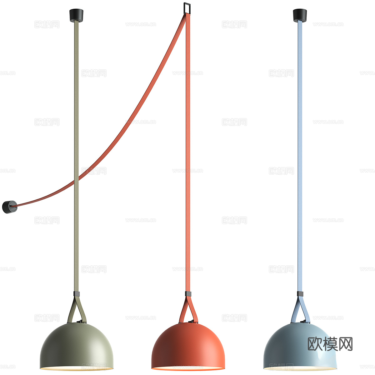 现代意式极简皮带装饰吊灯3d模型