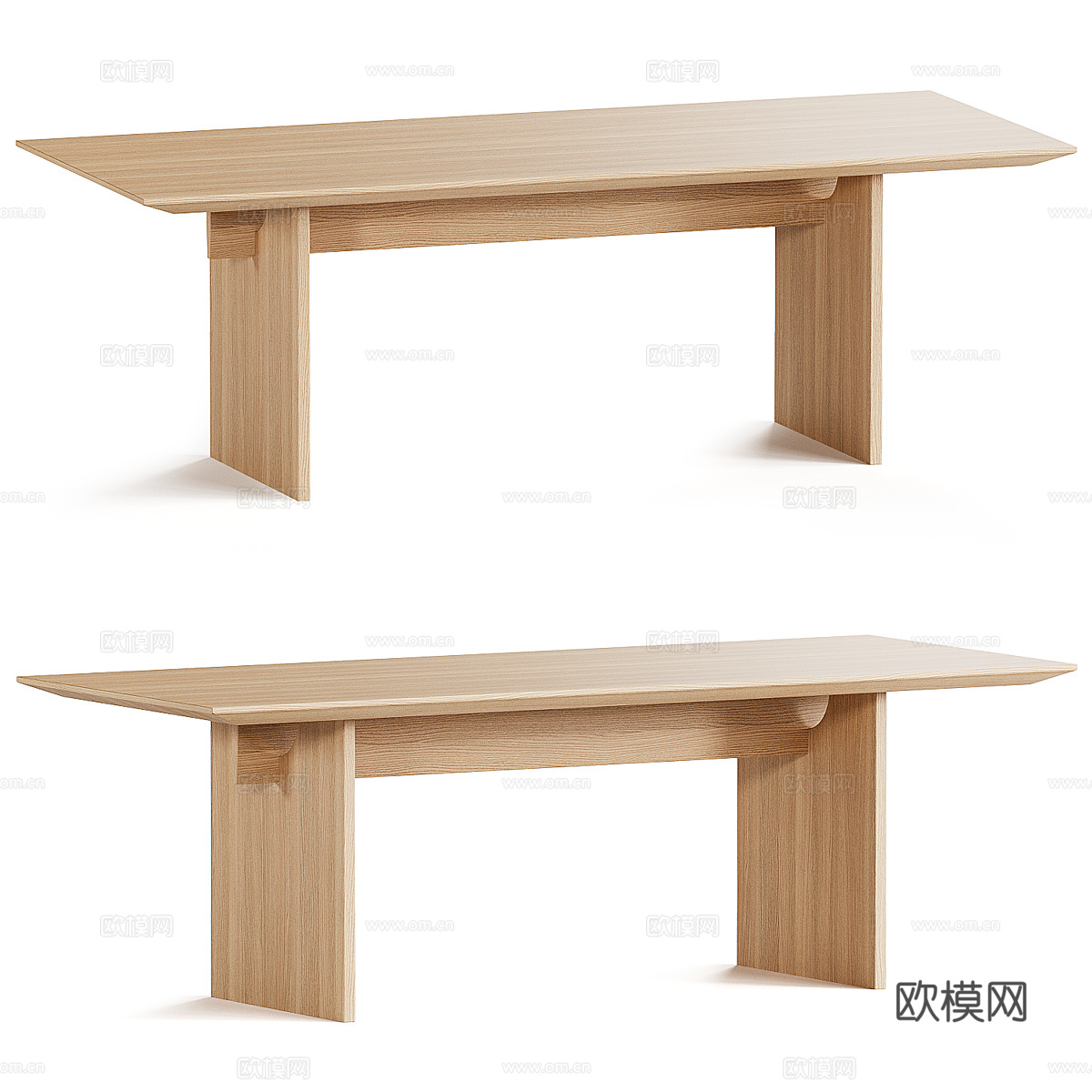 新中式原木长餐桌3d模型
