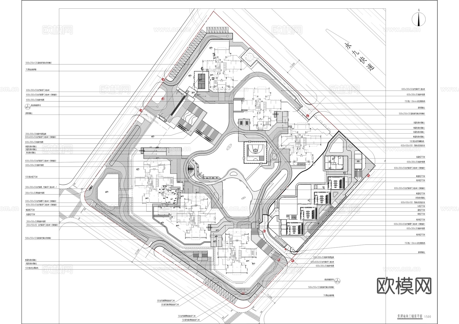 城中村改造项目景观园建施工图cad施工图